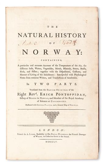 PONTOPPIDAN, ERIK. The Natural History of Norway.  1755